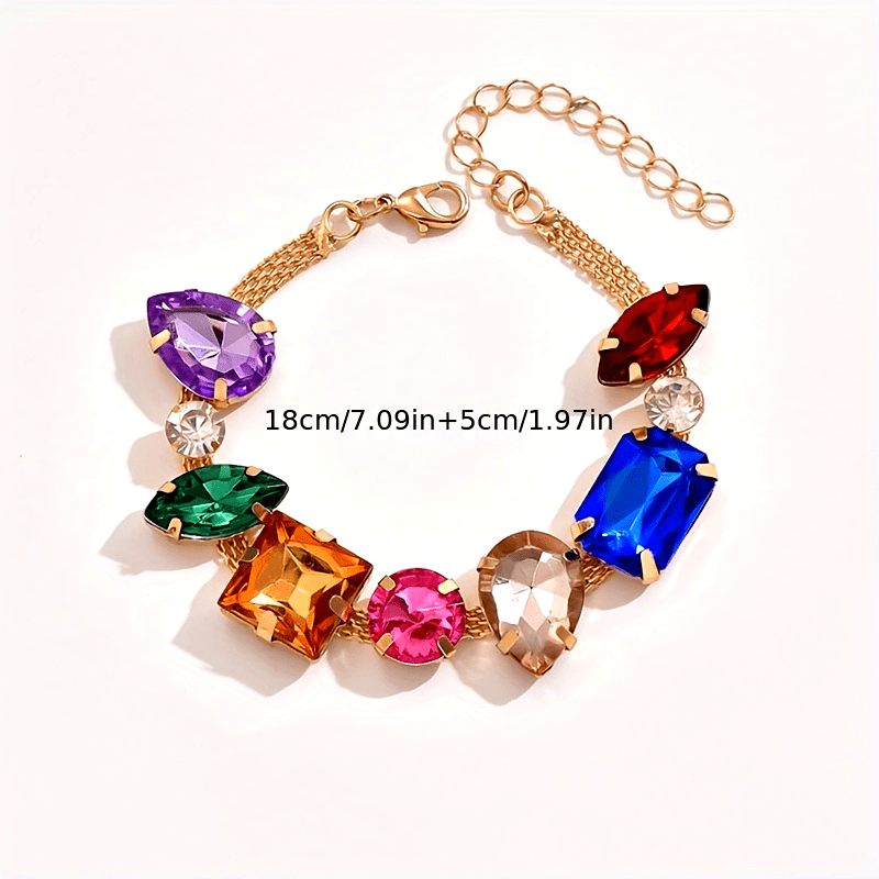 Geometric Rhinestone Chain Bracelet Random